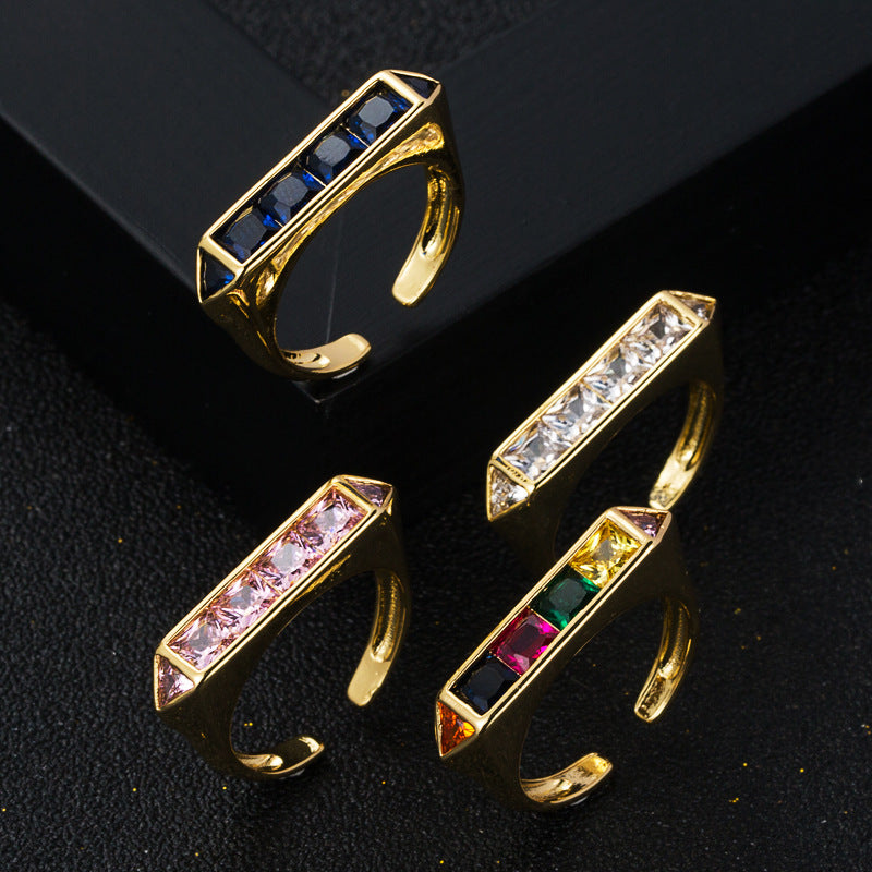 Fashion Niche Design Copper Micro-set Zircon Ring