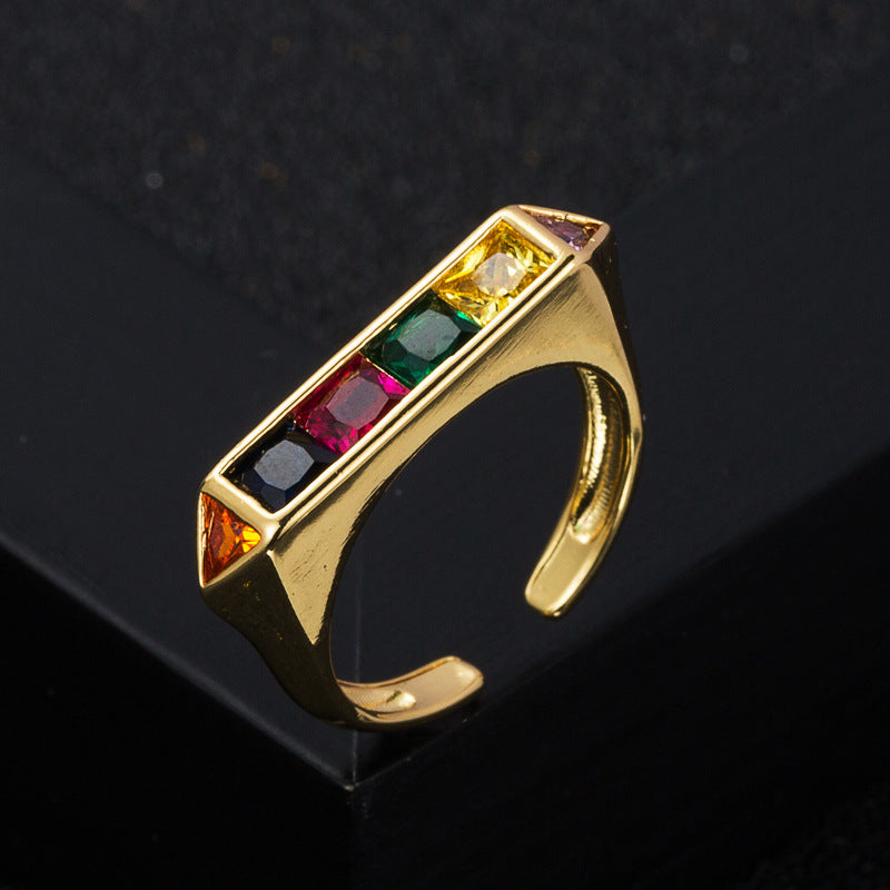 Fashion Niche Design Copper Micro-set Zircon Ring