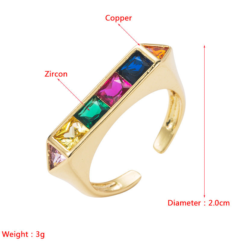 Fashion Niche Design Copper Micro-set Zircon Ring