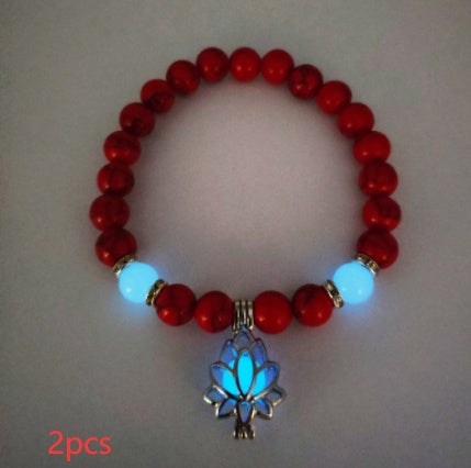 Energy Luminous Lotus Natural Stone Bracelet Yoga Healing Luminous Glow In The Dark Charm Beads Bracelet For Men Women Prayer Buddhism