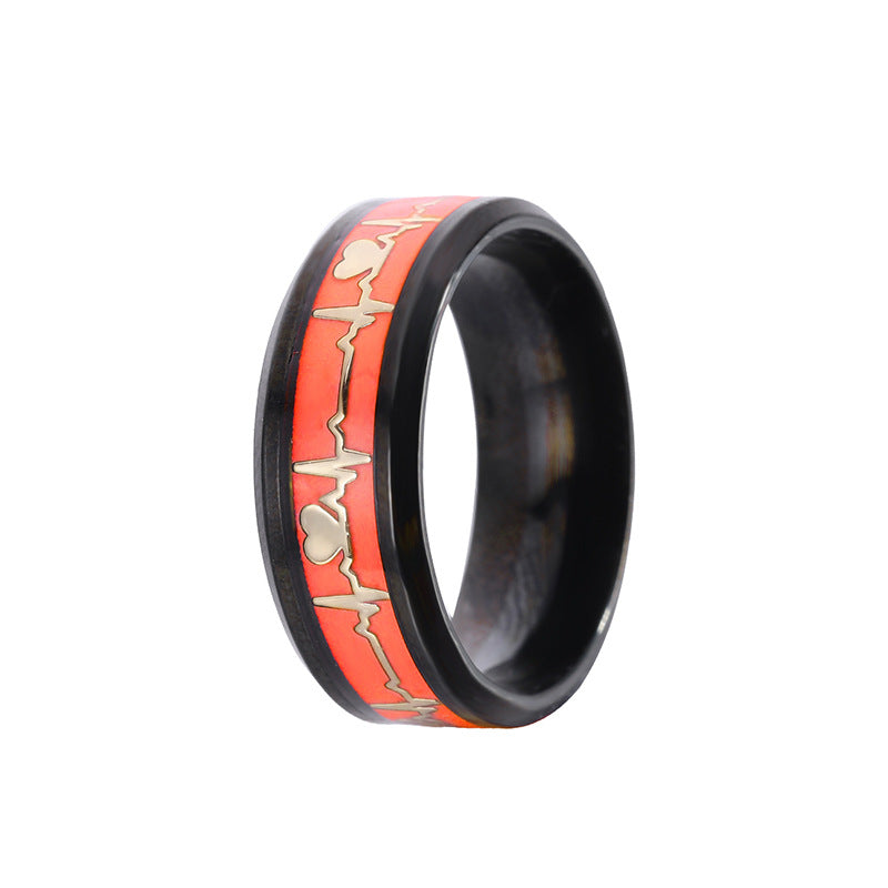 Dragon Scale Luminous ECG Couple Love Titanium Steel Ring