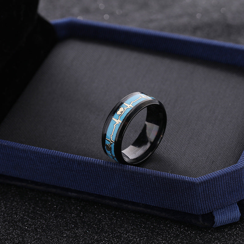 Dragon Scale Luminous ECG Couple Love Titanium Steel Ring