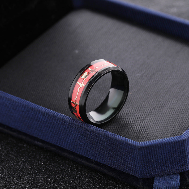 Dragon Scale Luminous ECG Couple Love Titanium Steel Ring