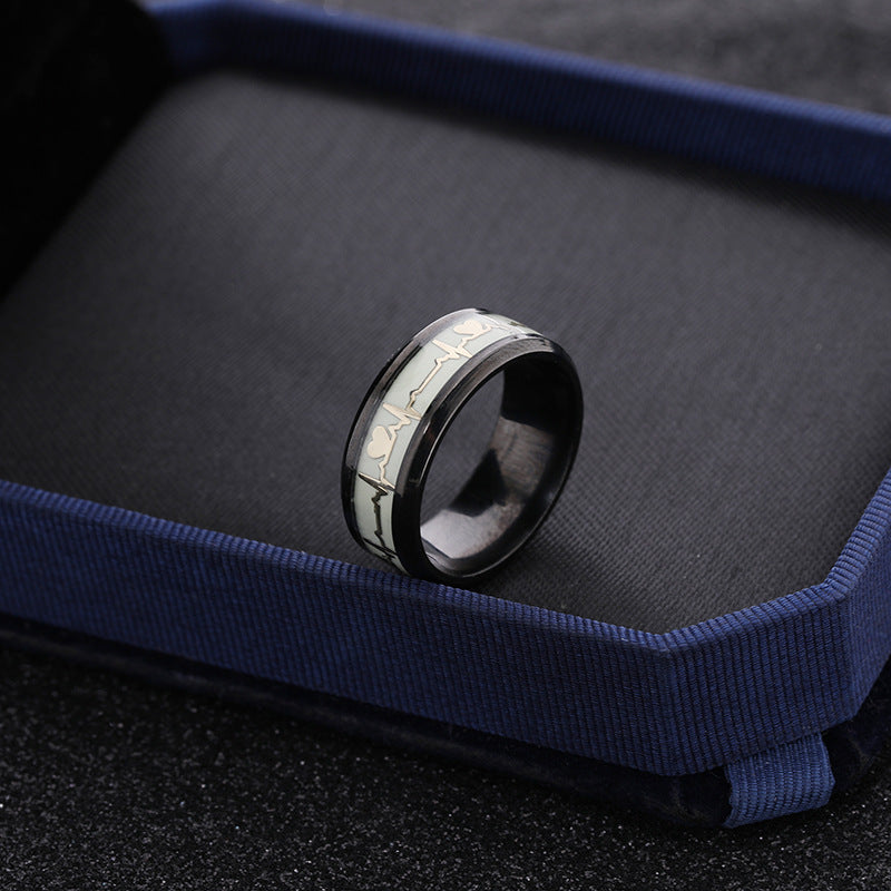 Dragon Scale Luminous ECG Couple Love Titanium Steel Ring