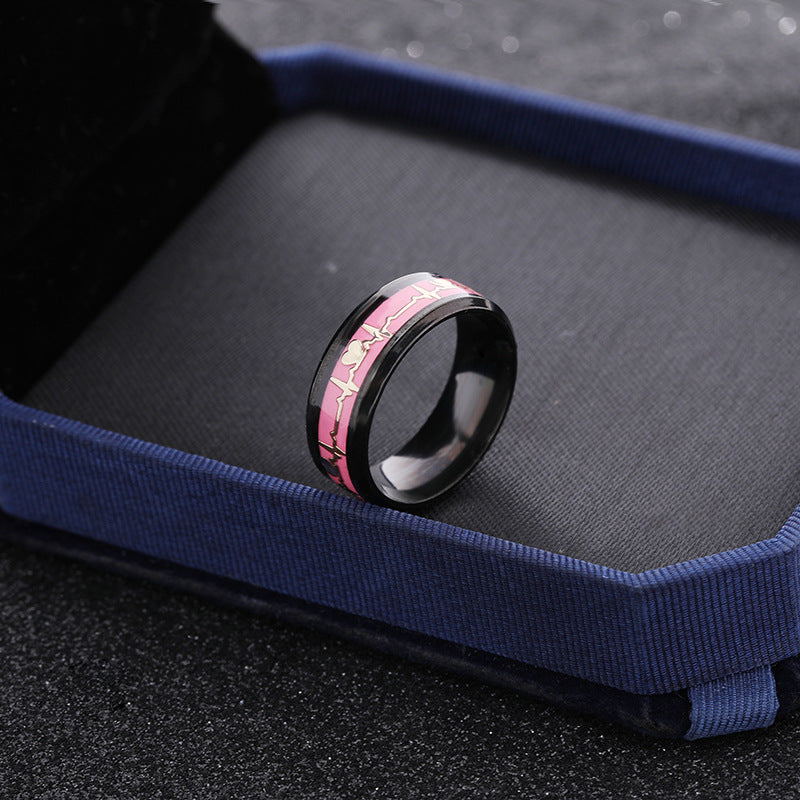 Dragon Scale Luminous ECG Couple Love Titanium Steel Ring