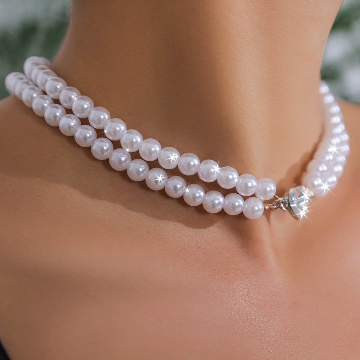 Elegant Retro Exaggerated Pearl Geometric Necklace