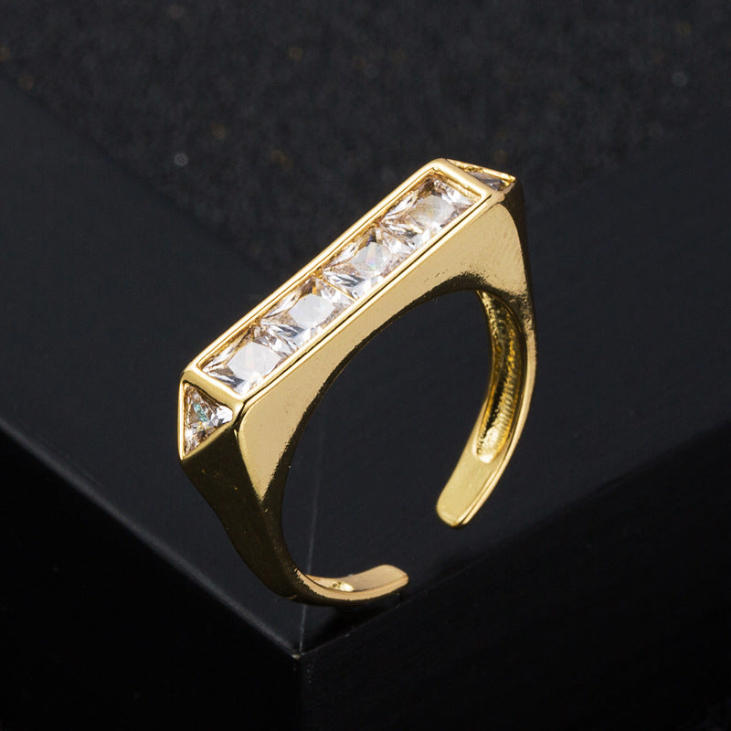 Fashion Niche Design Copper Micro-set Zircon Ring